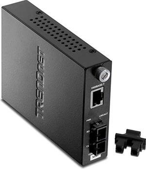 TRENDnet Intelligent 1000Base-T to 1000Base-SX Multi-Mode SC Fiber Media Converter, Up to 550M (1800 ft), Fiber to Ethernet Converter, 2Gbps Switching Capacity, Lifetime Protection, Blac (TFC-1000MSC)