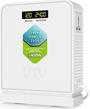 110V 220V Step Up Voltage Converter 2400W UMI Heavy Duty with 2 outlets use 220V Asia Euro Appliance in US (LX-2400)