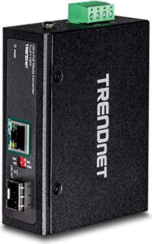 TRENDnet Hardened Industrial SFP to Gigabit UPoE Media Converter, IP30 Rated Housing, Includes DIN-Rail  and  Wall Mounts, Operating Temp. -40 to 75 °C (-40 to 167 °F), TI-UF11SFP, Blac (TI-UF11SFP)