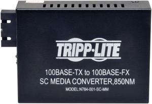 Tripp Lite Network Copper RJ45 Ethernet to Fiber SC Duplex Multimode Extender Media Converter, 850nm Wavelength, 10/100 FX/TX, Extend up to 1.2 Miles / 2 Kilometers, 2-Year Warranty ( (N784-001-SC-MM)