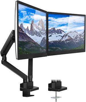 Mount-It! Dual Monitor Arm Mount Desk Stand | Premium Quality | Articulating Mechanical Spring Height Adjustable | Fits Two 24 27 29 30 32 Inch VESA 75 100 Compatible Screens | C-Clamp and G (MI-2672)