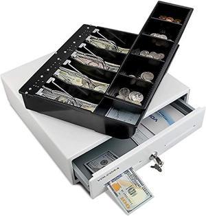 Volcora Cash Register Drawer with Under Counter Mounting Metal Bracket -  16 Black Cash Drawer for POS, 5 Bill 6 Coin Cash Tray, Removable Coin