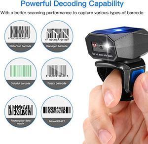 Upgraded Eyoyo 2D Ring Barcode Scanner Bluetooth, USB Wired  and  2.4G Wireless  and  Bluetooth Mini Wearable Bar code Scanner, 1D 2D QR Image Barcode Reader PDF417 Data Matrix for iPhone, Andriod, Ta