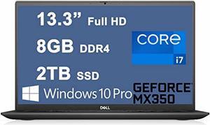 Dell Vostro 5000 5301 15 Premium Laptop I 13.3 inch Full HD (300Nits) I 11th Generation Intel 4-Core i7-1165G7 I 8GB DDR4 2TB SSD I GeForce MX350 2GB I Backlit Fingerprint USB-C Win10Pro Dune