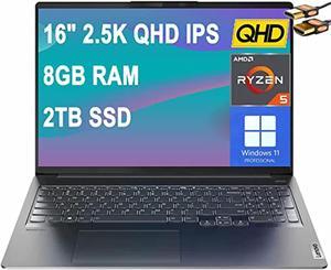 Lenovo Flagship Ideapad 5 Pro Laptop 16 25K QHD IPS Display 100 sRGB AMD HexaCore Ryzen 5 5600H Beats i79750H 8GB RAM 2TB SSD Backlit Keyboard Dolby Atmos Win11 Pro Grey  HDMI Cable
