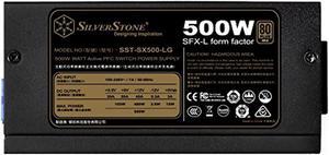 SilverStone Technology 500W SFX-L Form Factor 80 Plus Gold Full Modular Lengthened Power Supply with +12V Single Rail, Active PFC (SX500-LG) (SX500-LG)