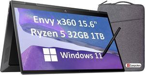 2022 HP Envy X360 15 2-in-1 Touchscreen (Ryzen 5 5625U, 32GB RAM, 1TB SSD, Active Stylus, IST Bag) AMD 6-Core(Beat i7-1165G7) 15.6" FHD Convertible Laptop, Backlit, Pen, Alexa, Windows 11 Home
