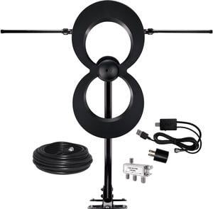 Antennas Direct - ClearStream MAX-XR Complete Amplified Indoor/Outdoor HDTV Antenna with 60-Mile Range - Black (C2M-AC)