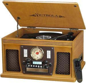Victrola - Navigator 8-in-1 Classic Bluetooth Record Player with Turntable - Oak (VTA-600BOK)
