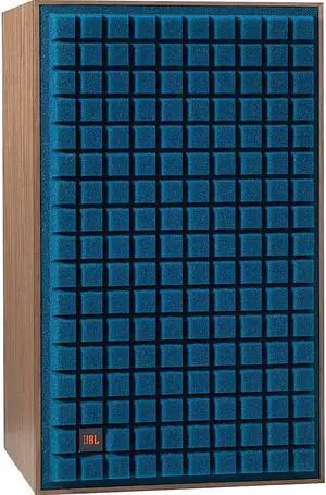 JBL - 12" 3-Way Bookshelf Loudspeakers (Each) - Satin Walnut Wood Veneer With Blue Grille (JBLL100CLASSICBLU)
