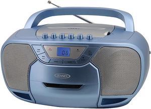 Jensen - Portable Bluetooth Stereo with AM/FM, CD, Cassette Player - Blue (CD-590-BL)