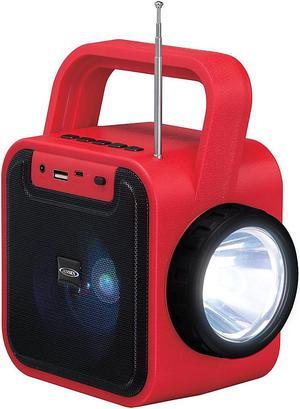 Jensen - Portable Bluetooth Rechargeable Speaker w/ Built-in Emergency USB Charging Port - Black/Red (JEP-175)