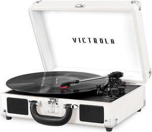Victrola - Journey Bluetooth Suitcase Record Player with 3-speed Turntable - White (VSC-550BT-WSL)