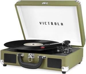 Victrola - Journey Bluetooth Suitcase Record Player with 3-speed Turntable - Green Olive (VSC-550BT-GRO)