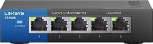 Linksys - 5-Port Gigabit Ethernet Switch - Black/Blue (SE3005)