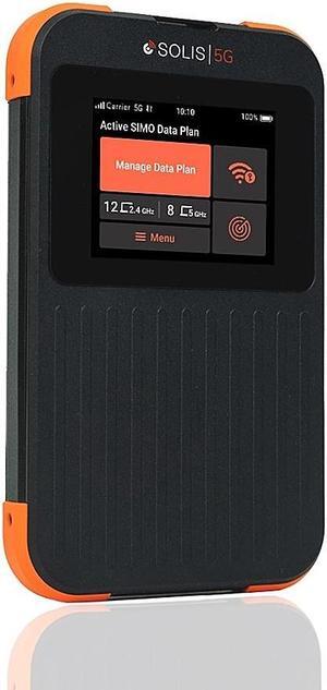 Solis - 5G Mobile Wi-Fi Hotspot - Local  and  International Coverage Router with Lifetime Data Plan - Black / Orange (HS600000)