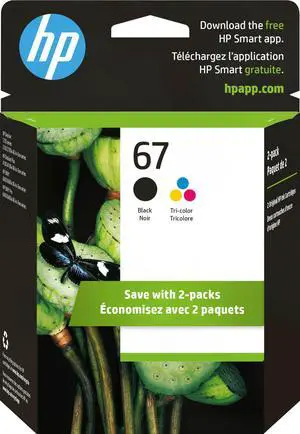 HP - 67 2-Pack Standard Capacity Ink Cartridges - Black  and  Tri-Color (3YP29AN#140)