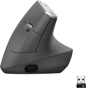 Logitech - MX Vertical Advanced Wireless Optical Ergonomic Mouse with USB and Bluetooth Connection - Graphite (910-005447)