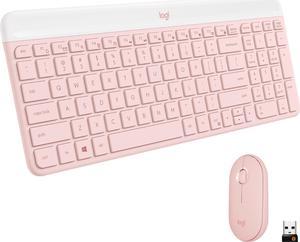 Logitech  MK470 Fullsize Wireless Scissor Keyboard and Mouse Bundle for Windows with Quiet clicks  Rose 920011311