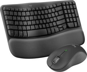 Logitech  Wave Keys MK670 Combo Ergonomic Wireless Keyboard and Mouse Bundle for WindowsMac with Integrated Palmrest  Graphite 920012059
