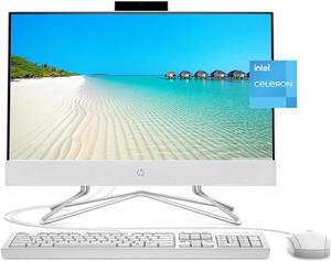 HP 2022 Newest All-in-One Desktop, 21.5" FHD Display, Intel Celeron G5905T, 16GB RAM, 512GB PCIe SSD, Webcam, WiFi, HDMI, RJ-45, Wired Keyboard and Mouse, DVD-RW, Windows 11 Home, White
