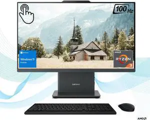 Lenovo Newest IdeaCentre Business All-in-One, 23.8" FHD Touchscreen 100Hz, AMD Ryzen 3 7335U, 16GB DDR5 RAM, 512GB SSD, Wireless Charging Base, Wireless KB  and  Mouse, HDMI, Wi-Fi 6, Windows 11 Home