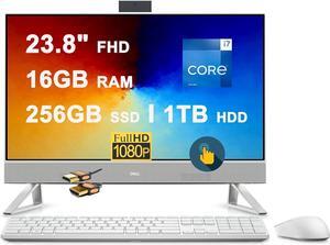 Dell Inspiron 24 5420 AIO Desktop 23.8" FHD AIT Touchscreen Intel 10-core i7-1355U Processor 16GB DDR4 256GB SSD + 1TB HDD USB-C HDMI Pop-up FHD RGB Camera Waves MaxxAudio Pro Win11 White