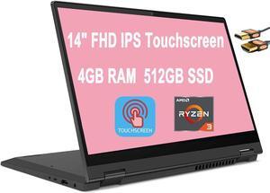 Lenovo Flex 5 2 in 1 Convertible Laptop 14" FHD IPS Touchscreen AMD Quad-Core Ryzen 3 4300U (Beats i5-10210U) 4GB DDR4 512GB SSD Dolby Audio Webcam Win 10 + HDMI Cable