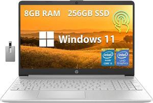 HP 15.6" HD Touchscreen Laptop, 12th Gen Intel Core i3-1215U Processor, 8GB RAM, 256GB PCIe SSD, Intel UHD Graphics, Fingerprint Reader, HD Webcam, Windows 11, Natural Silver, 32GB Hotface USB Card