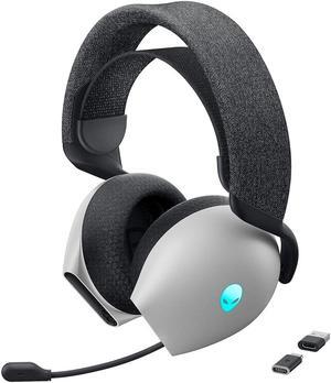 Alienware AW720H Dual-Mode Wireless Gaming Headset - Dolby Atmos Spatial Sound, Wireless 2.4 GHz, 3.5mm Connector Cable, in-line Controls, Integrated Microphone, Unidirectional - Lunar Light (AW720H)