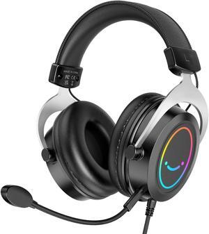 FIFINE Gaming Headset with Detachable Microphone, Over-Ear Headset Wired with Passive Noise Canceling, 3.5mm Audio Jack, RGB, for Xbox, PC, PS4/PS5 Controller, Switch, Gamer Headset-Ampli (ABCD2316H3)