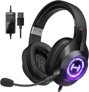 Edifier G2II Gaming Headset for PC PS4 USB Wired Gaming Headphones with 7.1 Surround Sound with Noise Canceling Microphone and RGB Light 50mm Driver Compatible with Mac Desktop PC Black (Black)