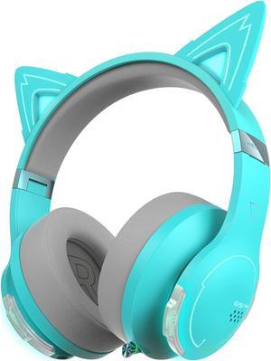 Edifier G5BT CAT Wireless Gaming Headset with Dual Mic, Bluetooth Gaming Headphones with Detachable Cat Ear for PC, PS5, PS4, Nintendo Switch, RGB Light - Turquoise