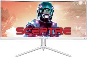 Sceptre 30inch Curved Ultrawide Monitor 2560 x 1080 up to 200Hz DisplayPort HDMI 1ms AMD FreeSync Premium 99 sRGB Picture by PicturePIP Buildin Speakers White C305BFUN200W C305BFUN200W