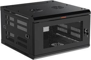 ECHOGEAR 6U Network Rack - Enclosed Wall Mount Rack Kit Includes 2X 1U Shelves, Pre-Mounted Fan, Lockable Door  and  Hardware - 600mm Depth Fits All Your AV Gear