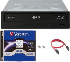 LG WH16NS40 16X Blu-ray BDXL DVD CD Internal Burner Drive Bundle with Free 100GB M-DISC BDXL + SATA Cable + Mounting Screws