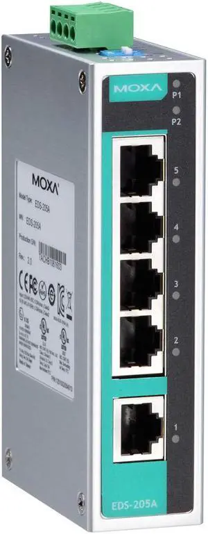MOXA EDS-205A - 5 Port Unmanaged Ethernet Switch MOXA EDS-205A - 5 Port Unmanaged Ethernet Switch