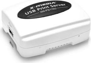 X-MEDIA 1-Port Fast Ethernet USB Print Server, 10/100Mbps USB 2.0 Print Server [XM-PS110U]
