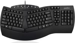 Perixx PERIBOARD-512 Ergonomic Split Keyboard - Natural Ergonomic Design - Black - Bulky Size 19.09"x9.29"x1.73"