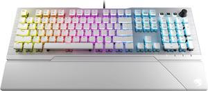 ROCCAT Vulcan 122 Mechanical PC Tactile Gaming Keyboard, Titan Brown Switch, AIMO RGB Backlit Lighting Per Key, Detachable Palm/Wrist Rest, Anodized Aluminum Top Plate, Full Size, White/Silver