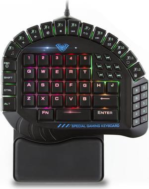 AULA 30 Progammable Keys One Handed Merchanical Gaming Keyboard - RGB Backlit Gaming Keypad, Green Switches One-Hand Keyboard with Detachable Wrist Rest