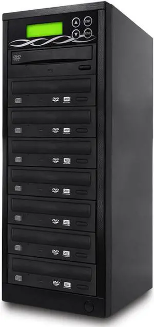 BestDuplicator Target DVD CD Duplicator with DVDRW Burners Athena Duplication Controller, Standalone Copier Tower Replication Recorder Black (7 Target, Black)