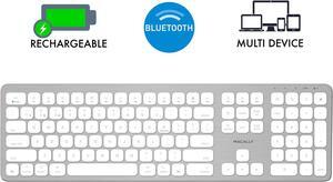 Macally Bluetooth Wireless Keyboard for Mac, iMac, Apple Mac Pro, Mac Mini, MacBook Pro/Air Laptop - Rechargeable Slim Full-Size Keyboard (BTWKEYMB)