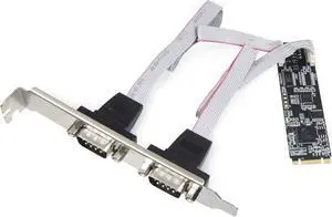 IO CREST RS-232 + RS-422/485 DB9 Serial M.2 B+M Key Controller Card