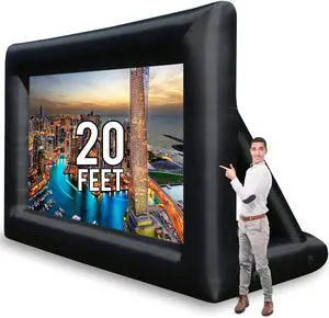Jumbo 20 Feet Inflatable Outdoor and Indoor Theater Projector Screen - Includes Inflation Fan, Tie-Downs and Storage Bag