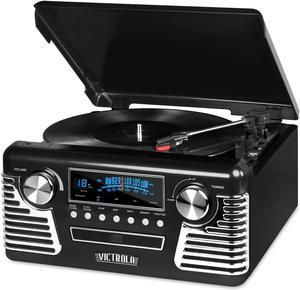 Victrola 50's Retro 3-Speed Bluetooth Turntable with Stereo, CD Player and Speakers, Black