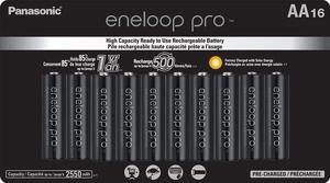 Panasonic BK-3HCCA16FA eneloop pro AA High Capacity Ni-MH Pre-Charged Rechargeable Batteries, 16 Pack