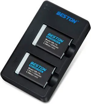 BESTON 2-Pack NB-13L Battery Packs and USB Charger Set for Canon PowerShot SX720 HS, SX730 HS, SX740 HS, SX620 HS, G1 X Mark III, G5 X, G7 X, G7 X Mark II, G9 X, G9 X Mark II Cameras