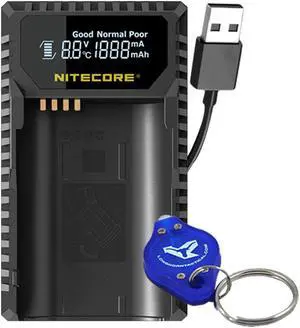 Nitecore ULSL USB Travel Charger for Leica BP-SCL4 Batteries with Lumen Tactical LED Keychain Flashlight - Compatible with Leica SL Typ 601 Series Camera