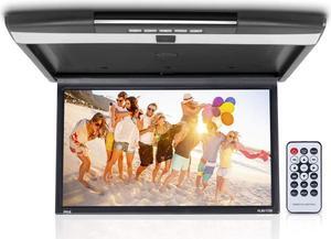 Car Overhead Monitor Screen Display - 17.3 inch. LCD Vehicle Flip Down Roof Mount Console - HDMI TV Player Control Panel w/Built-in IR Transmitter for Wireless IR Headphone - Pyle PLRV1725